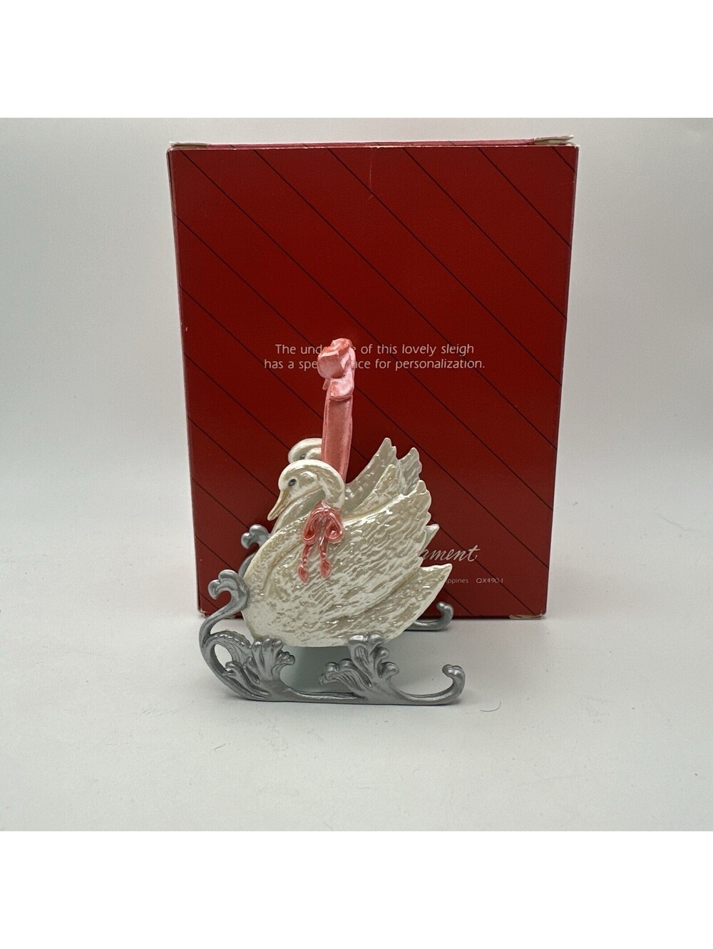 Hallmark 1988 Christmas Keepsake Ornament Sweetheart White Swan sled sleigh